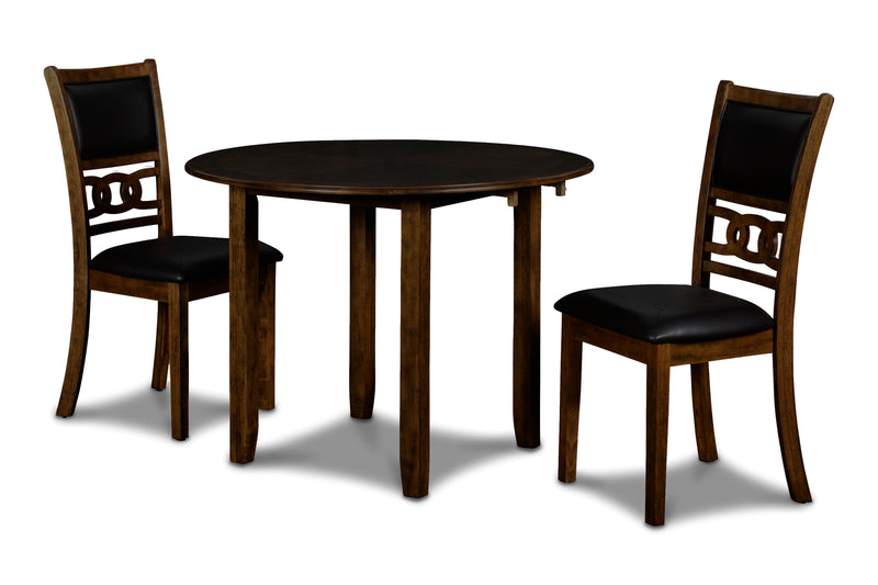New Classic Furniture Gia Ebony PU 42 Inch 3pc Drop Leaf Dining Set