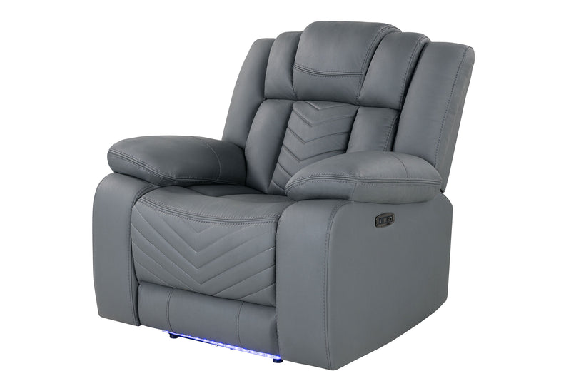 Global Furniture U7068 Grey Power Recliner with LED