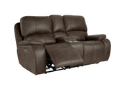 New Classic Furniture Brooking Brown Power Console Loveseat