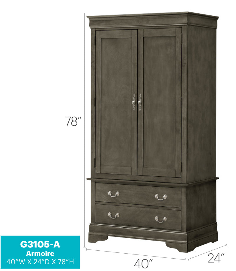 Glory Furniture Louis Phillipe Cherry Armoire