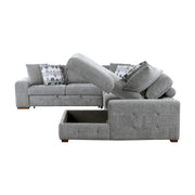Home Elegance Raife Blue 5pc Sectional with Right Chaise and Storage Ottoman