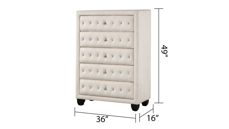 Galaxy Home Sophia Cream 5 Drawer Chest