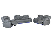 Global Furniture U7068 Grey Power Console Reclining Loveseat with LED