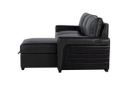 Global Furniture U1830 Black Charcoal Sofa Bed with USB and Drop Down Table