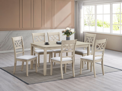 Acme Furniture Ferris Beige Antique Bone White 7pc Dining Room Set