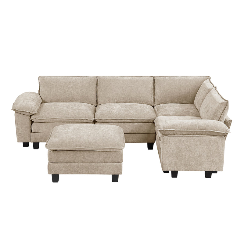 Home Elegance Dublin Taupe 5pc Modular Sectional with Ottoman