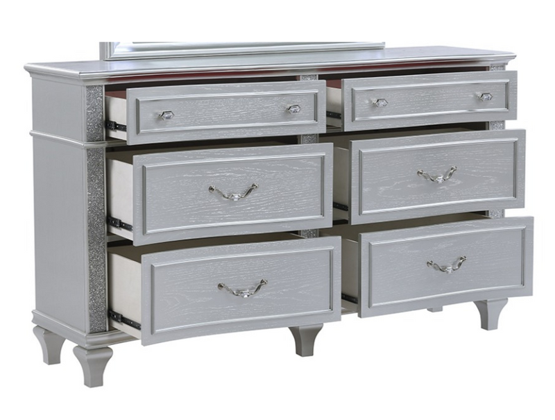 Galaxy Home Mystic Silver Dresser and Mirror