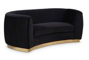 Meridian Furniture Julian Black Velvet Gold Loveseat