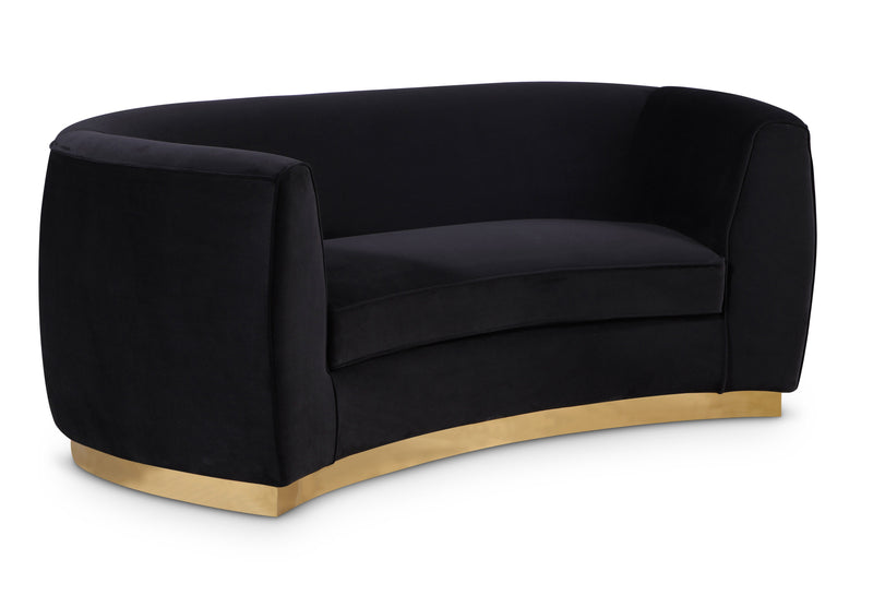 Meridian Furniture Julian Black Velvet Gold Loveseat