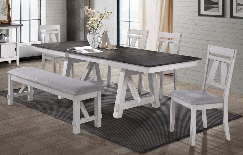 New Classic Furniture Maisie White Brown 6pc Dining Room Set