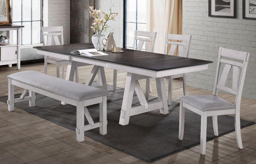 New Classic Furniture Maisie White Brown 6pc Dining Room Set