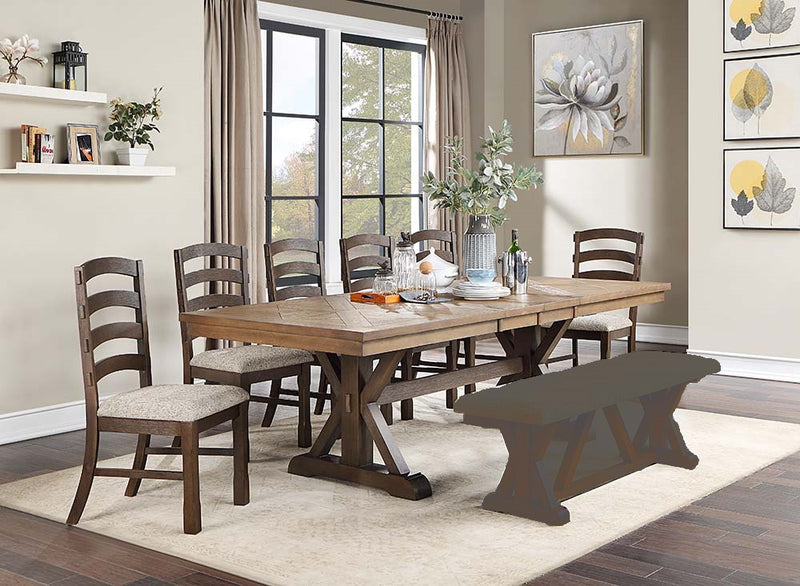 Acme Furniture Pascaline Rustic Brown Oak Gray 7pc Dining Room Set