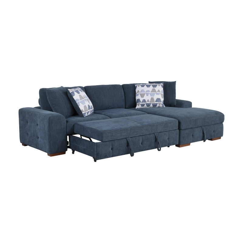 Home Elegance Raife Blue 2pc Sectional with Right Chaise