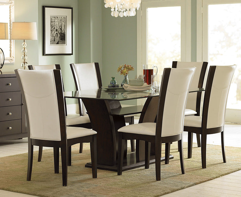 Home Elegance Daisy Espresso White 7pc Dining Room Set