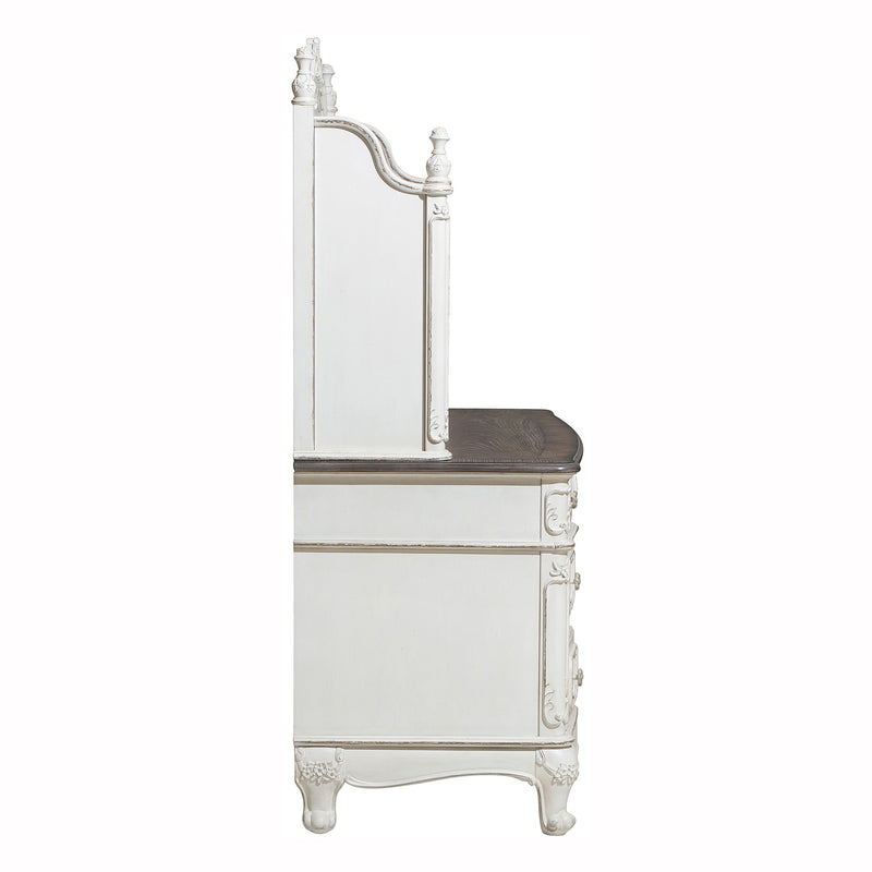 Home Elegance Cinderella Gray White Writing Desk with Hutch
