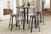 Home Elegance Chevre Brown Black 5pc Counter Height Set