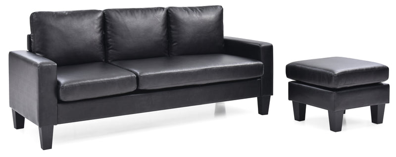 Glory Furniture Jenna Black Sofa Chaise