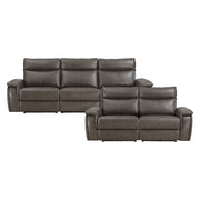 Home Elegance Maroni Brown Leather Power 2pc Living Room Set