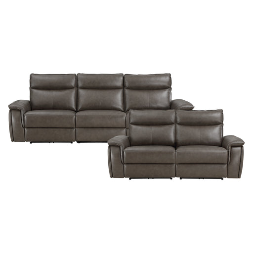 Home Elegance Maroni Brown Leather Power 2pc Living Room Set