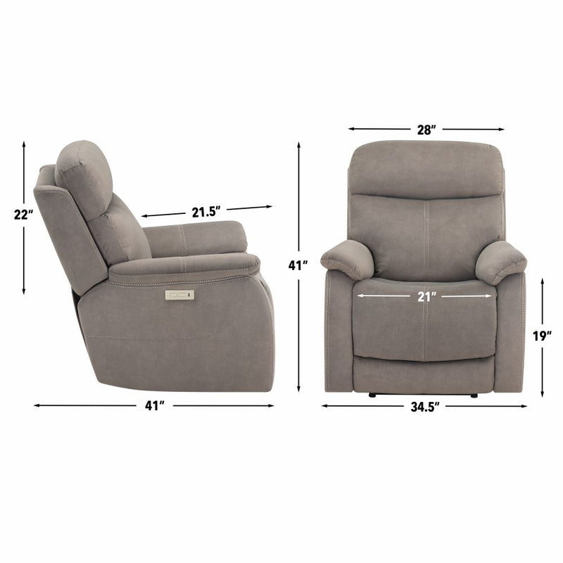 Steve Silver Surrey Gray Power Recliner
