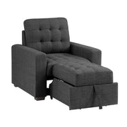 Home Elegance Mccafferty Dark Gray Chair with Pull Out Ottoman