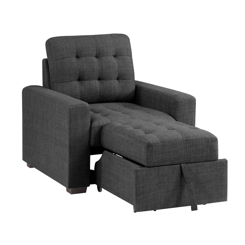 Home Elegance Mccafferty Dark Gray Chair with Pull Out Ottoman