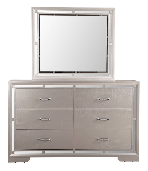 Glory Furniture Alana Silver Champagne Dresser and Mirror