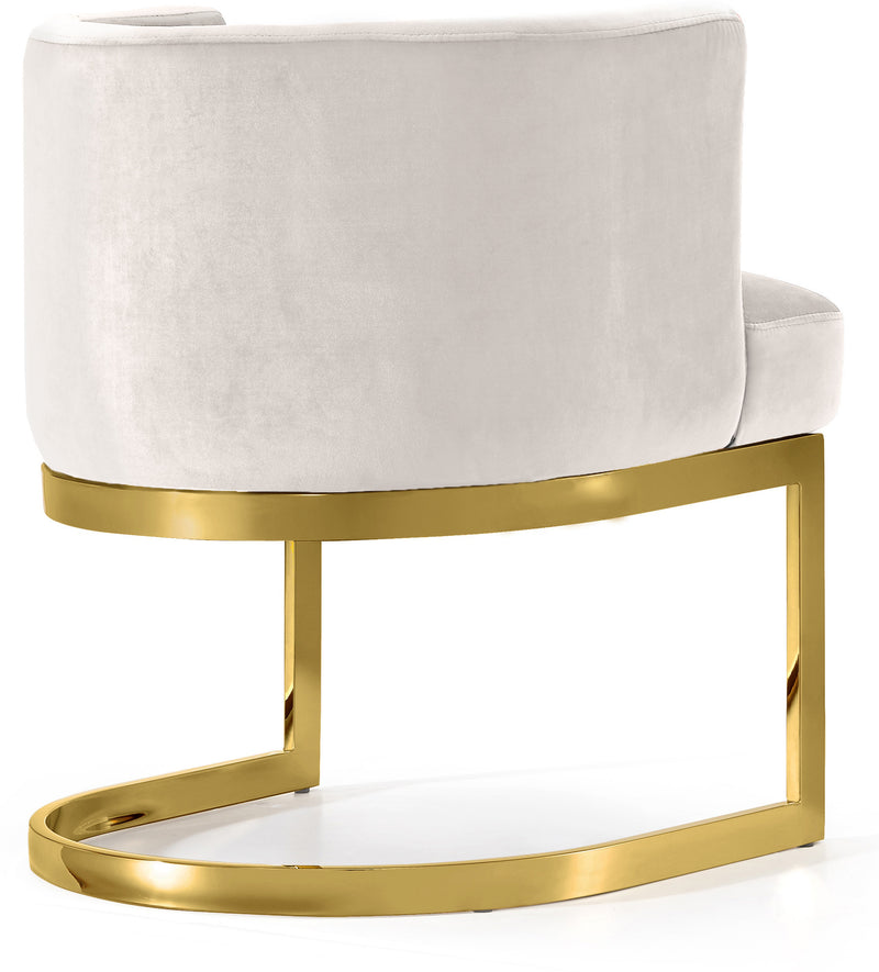 Meridian Furniture Gianna Cream Velvet Gold Dining Chair