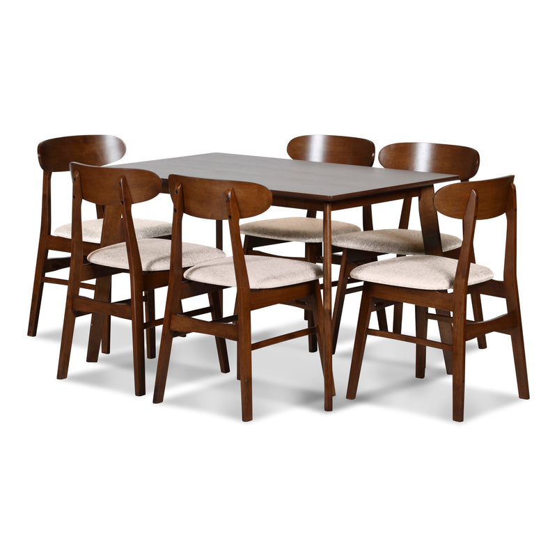 New Classic Furniture Morocco Walnut Brown Light Gray 7pc Dining Room Set