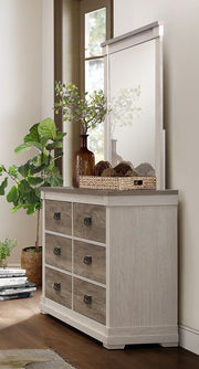 Home Elegance Arcadia White Weathered Gray Dresser and Mirror
