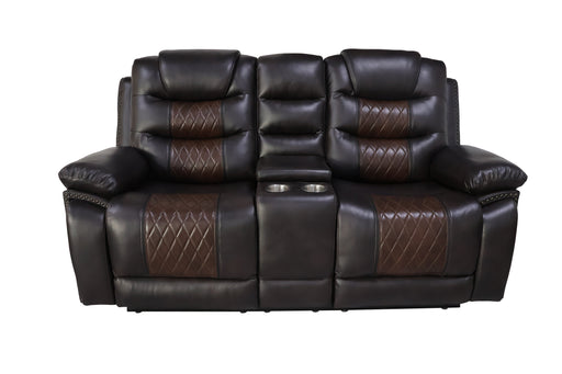 New Classic Furniture Nikko Brown Console Loveseat with Dual Recliners