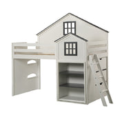 Acme Furniture Ratana White Gray Loft Bed with Cabinet