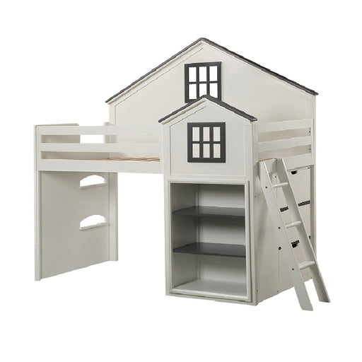 Acme Furniture Ratana White Gray Loft Bed with Cabinet