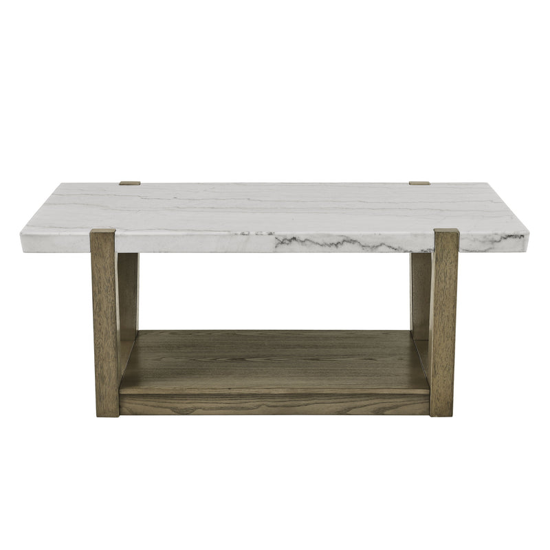 Steve Silver Perth White Marble Cocktail Table with Casters