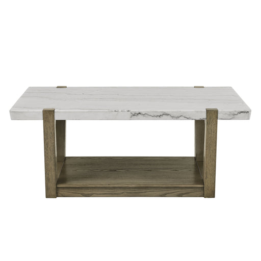 Steve Silver Perth White Marble Cocktail Table with Casters