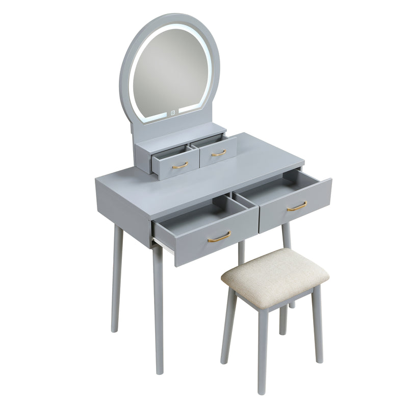 Home Elegance Camilla White Vanity Dresser with Mirror and Stool