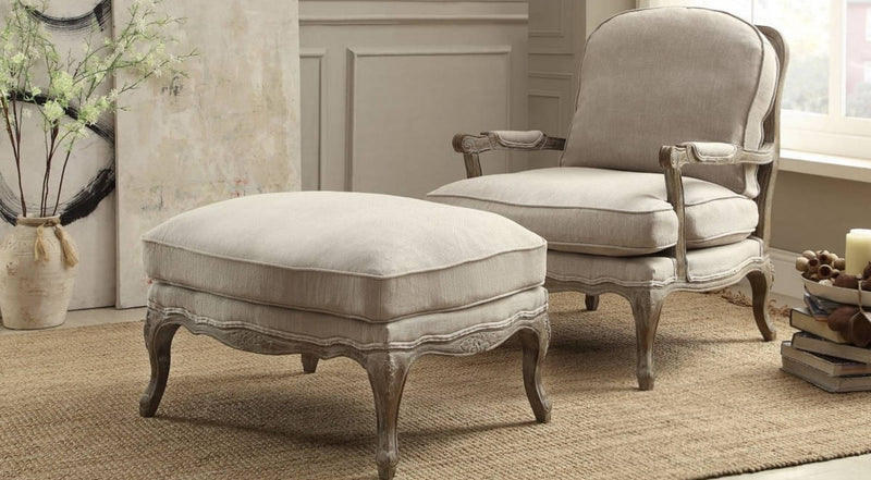 Home Elegance Parlier Grey Natural Chair and Ottoman Set