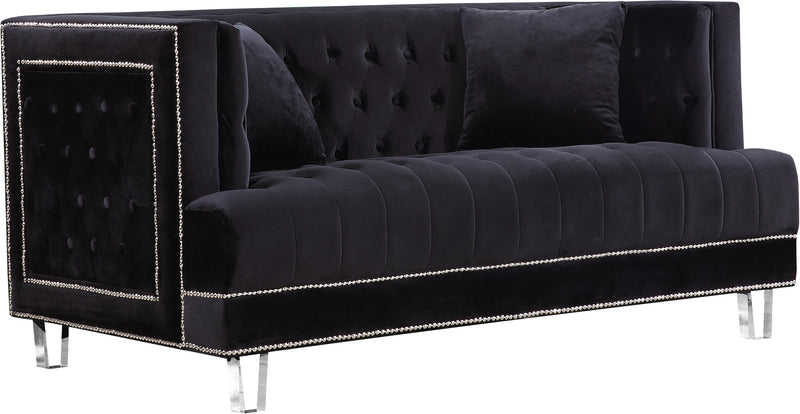 Meridian Furniture Lucas Black Velvet Loveseat