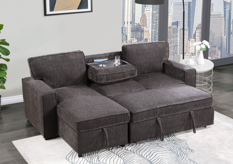 Global Furniture U0203 Dark Grey Reversible Pull Out Sofa Bed