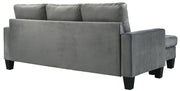 Glory Furniture Jessica Gray Velvet Sofa Chaise