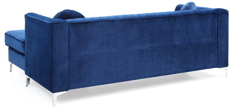 Glory Furniture Delray Gray Velvet Microsuede Sofa Chaise