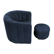 Home Elegance Delaney Blue Swivel Chair with Ottoman