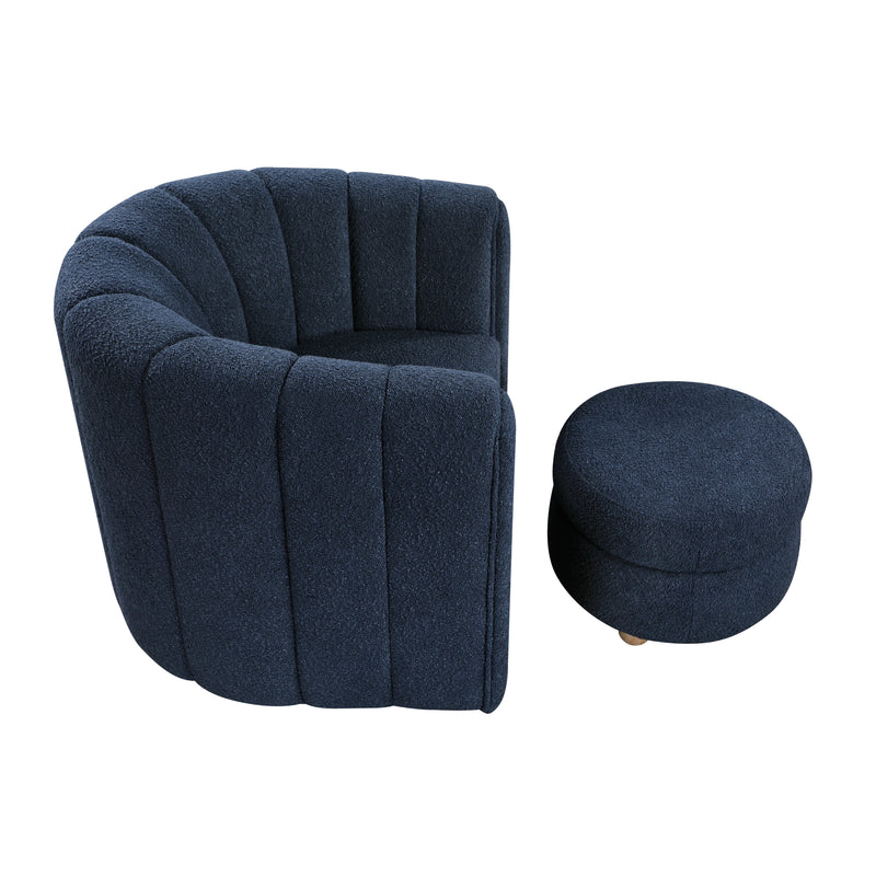 Home Elegance Delaney Blue Swivel Chair with Ottoman