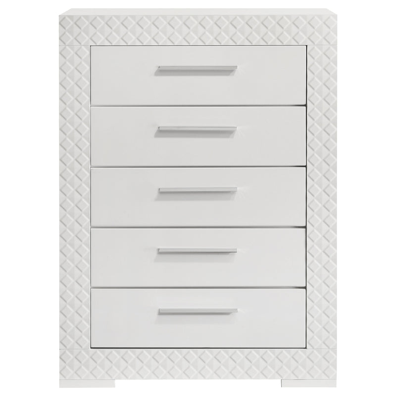 Coaster Furniture Ives Grey High Gloss 5 Drawer Chest