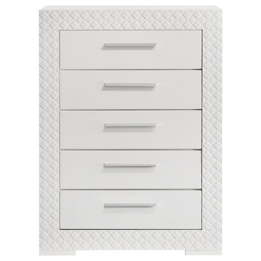 Coaster Furniture Ives Grey High Gloss 5 Drawer Chest