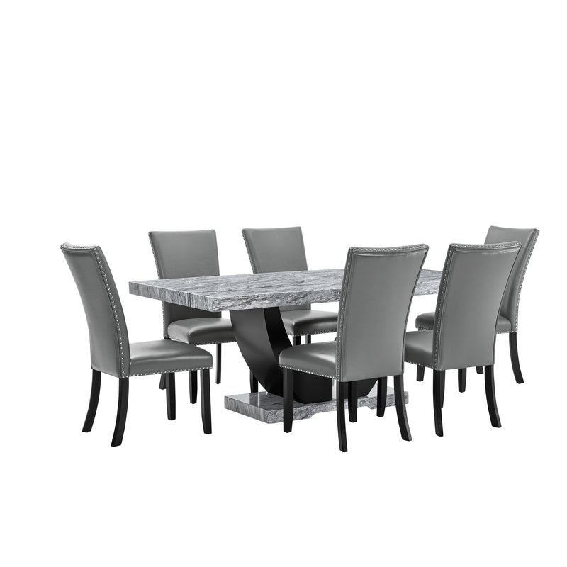 New Classic Furniture Lyra Gray Black 7pc Dining Room Set
