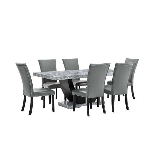 New Classic Furniture Lyra Gray Black 7pc Dining Room Set