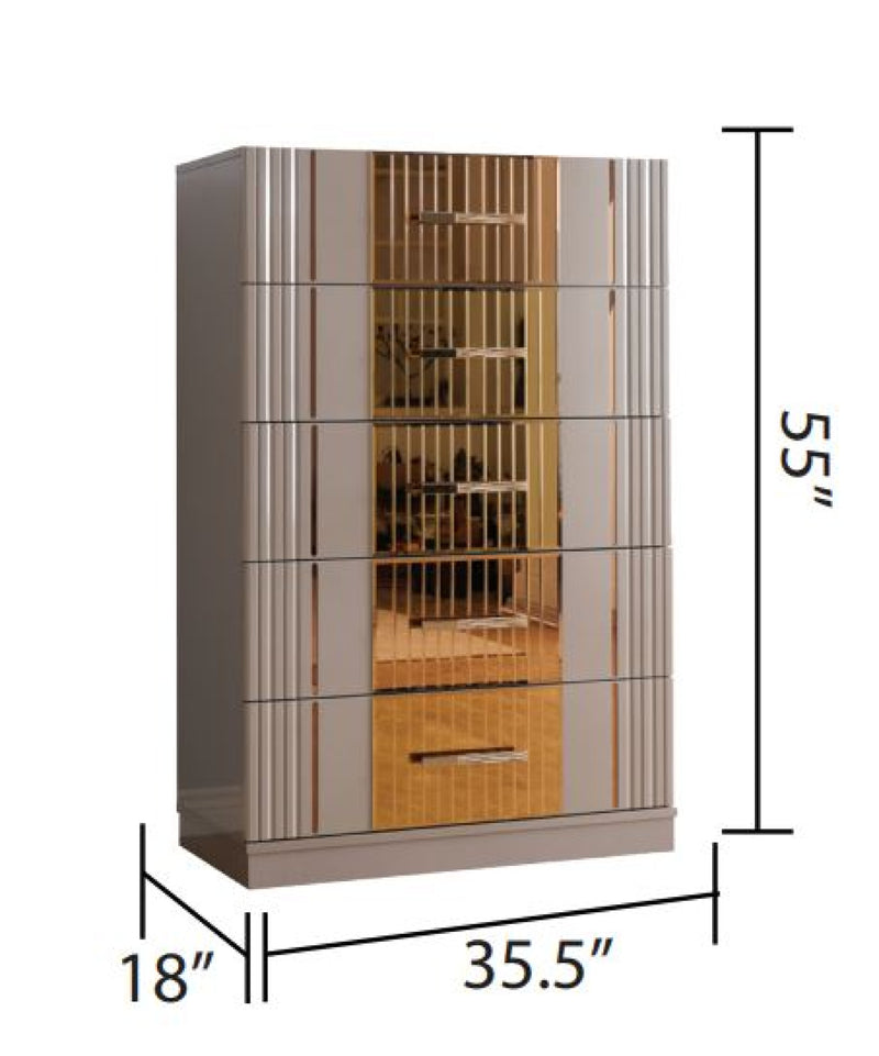 Galaxy Home Lorenzo Gray Gold Detailed Chest