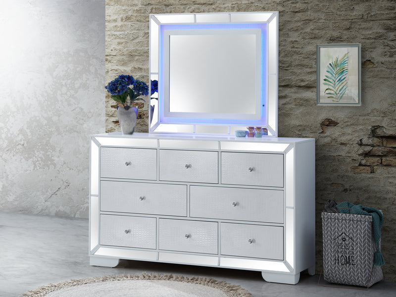 Glory Furniture Hollywood Hills Silver Champagne Dresser And Mirror