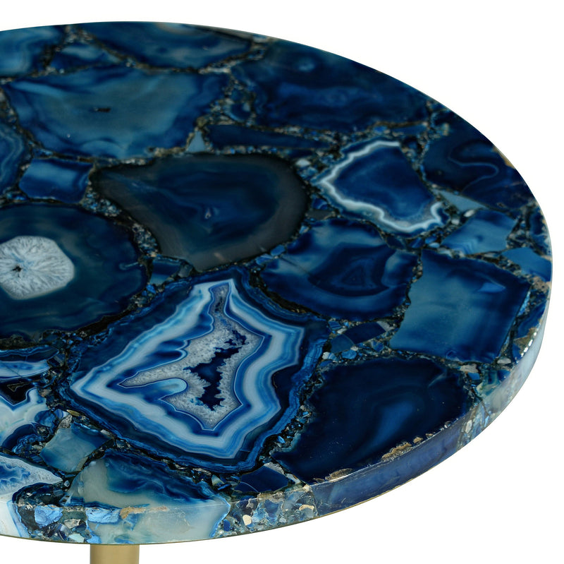 Steve Silver Oceana Blu Agate Top Round Chairside Table